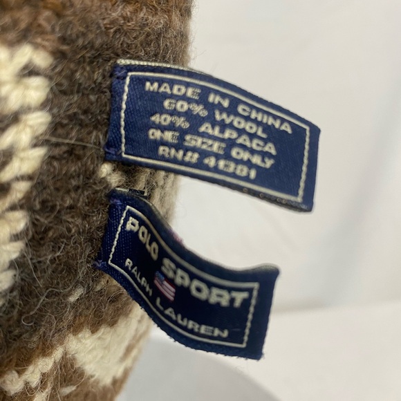 Vintage men Polo Ralph Lauren Aztec sweater/Polo Ralph Lauren beanie Size L (A37 - Picture 12 of 12